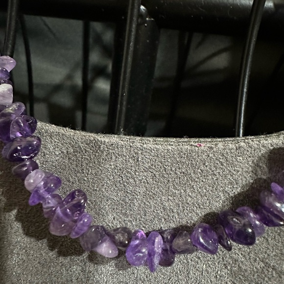 Amethyst Chips Beaded Necklace with Gold Tone Hardware - Picture 13 of 14